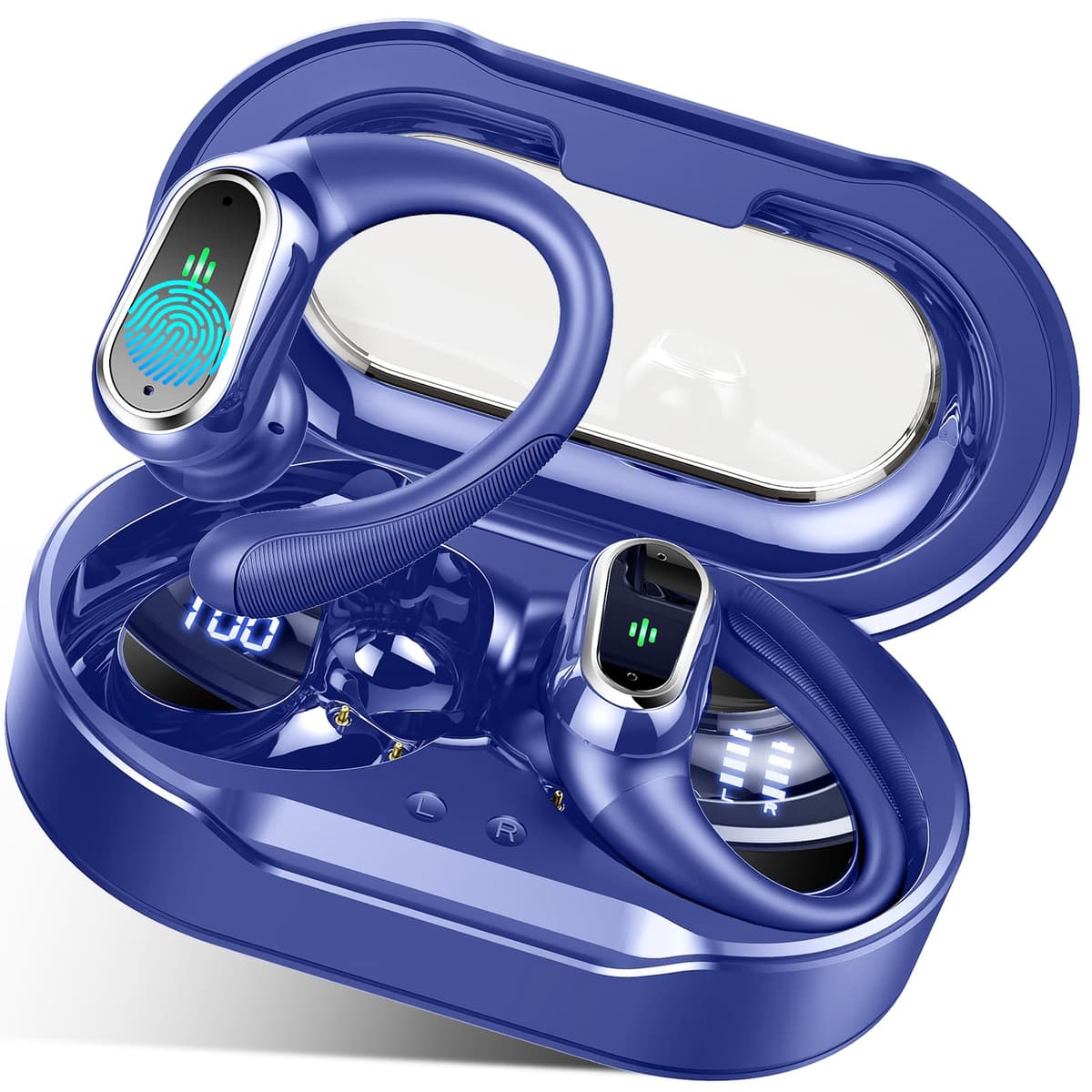 Auriculares inalámbricos Bluetooth Deportivos, Auriculares Bluetooth 5.4 HiFi Estéreo con 4 HD Mic, 50H Cascos Inalambricos con Cancelacion Ruido ENC, IP7 Impermeable Cascos para Running/Pantalla LED — view 12
