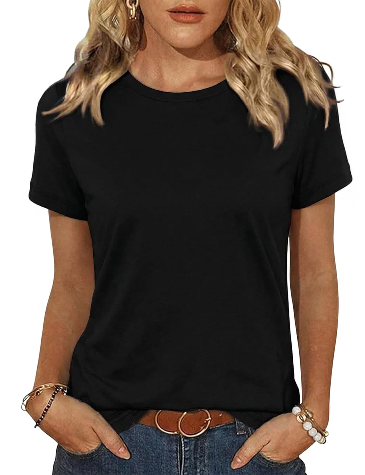 Camisetas Manga Corta Mujer en Colores Variados Camiseta Basica Mujer de Algodón Transpirable y Relajada para Diario — view 13