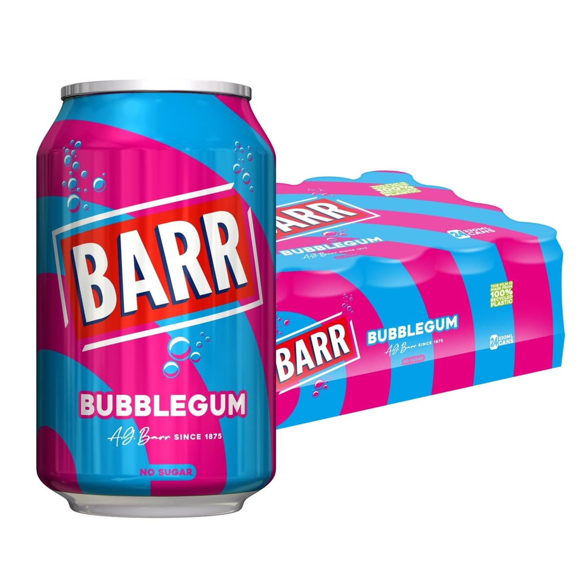 BARR 24 Pack American Cream Soda, Zero No Sugar Sparkling Soft Drink with a Creamy Taste of American Cream Soda Fizzy Pop, 24 x 330ml Cans — view 11
