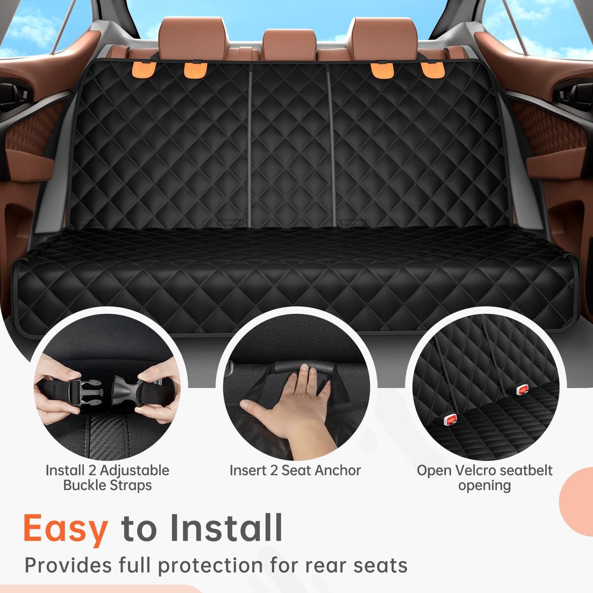 DPWEION Waterproof Dog Car Seat Cover,Non-slip% Scratch Proof Back Seat Covers for Dogs,Universal Fits Cars & SUVs Rear Seats(137cm×121cm) — view 4