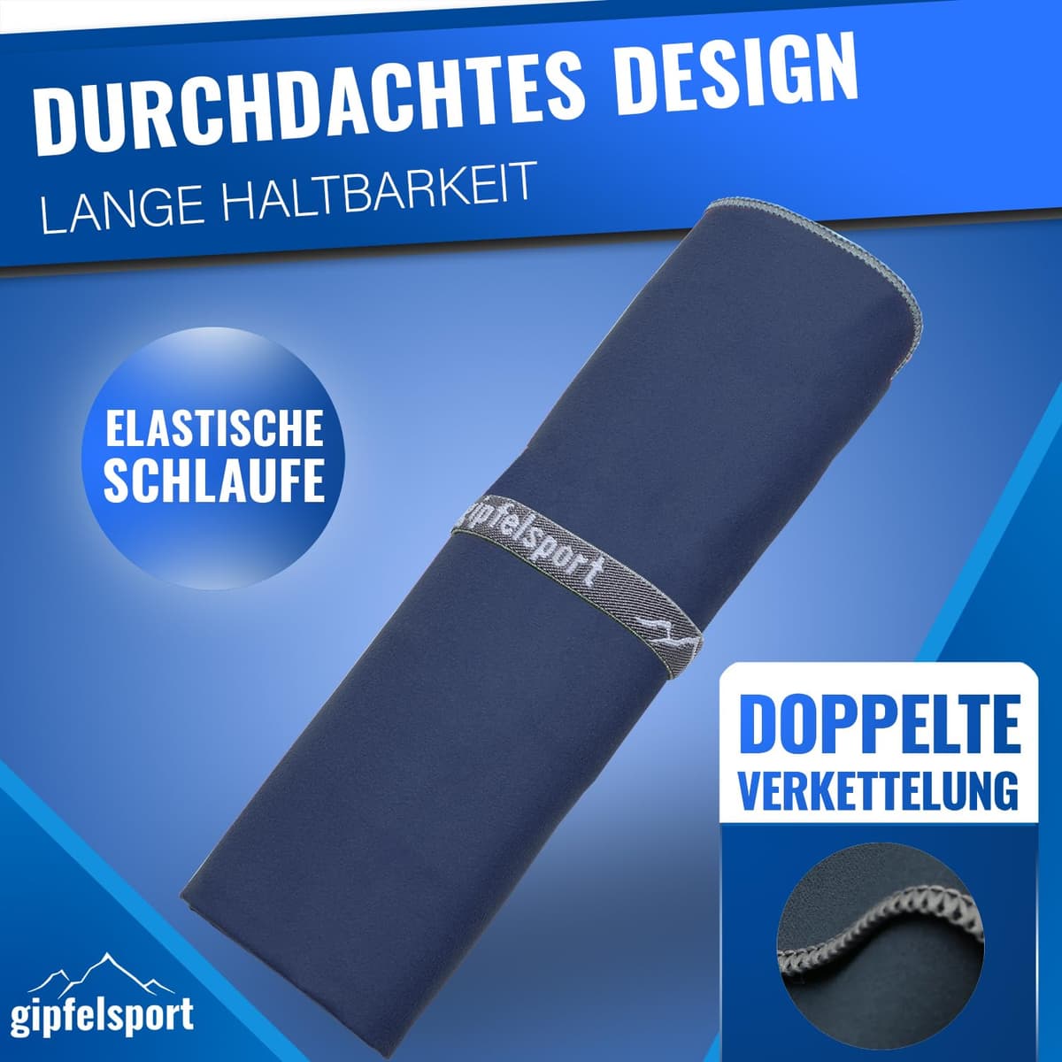 gipfelsport Toalla de Microfibra | Toalla de baño de Microfibra, Toalla de Viaje, Toalla de Playa | De Secado rápido, Ultra Ligero, Ahorro de Espacio | para niños, Hombres y Mujeres — view 7