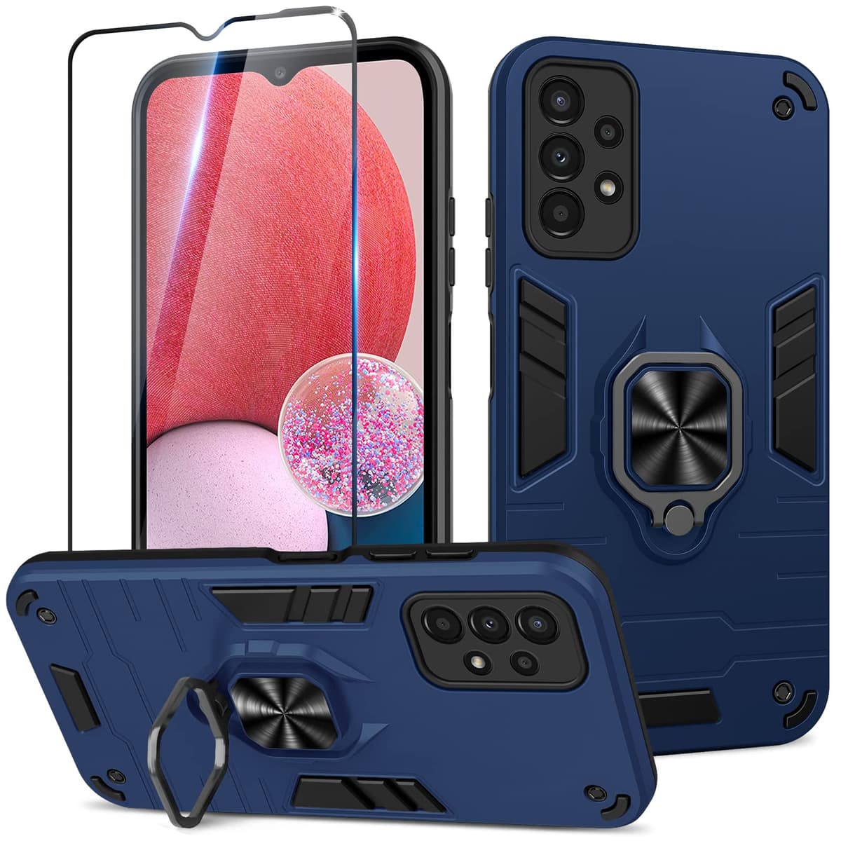 Funda para CMF Phone 2 Pro, Carcasa Antigolpes con Soporte anular metálico, Case Protectora de Grado Militar, Negro — view 1052
