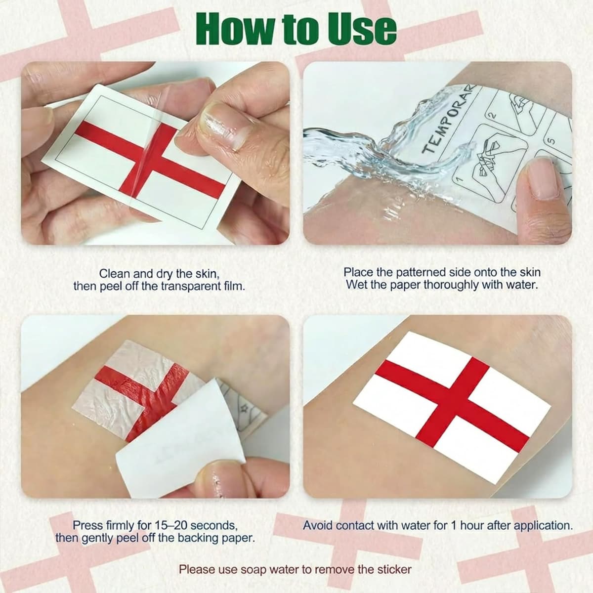 World Cup 2026 England Fan Pack, 11PCS Football Fan Equipment Set with England Flag, Glasses, Clappers, Wristbands & Face Sticker, 2026 World Cup Soccer Match Cheer Kit for Sports Event — view 4