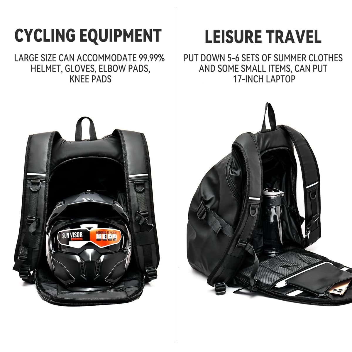 HYC00 Mochilas de Motocicleta para Hombres, Mochila Impermeable para Casco, Accesorios de Motocicleta, Bolsas para Laptop, Mochilas de Viaje, Bolsas Escolares para Estudiantes — view 4