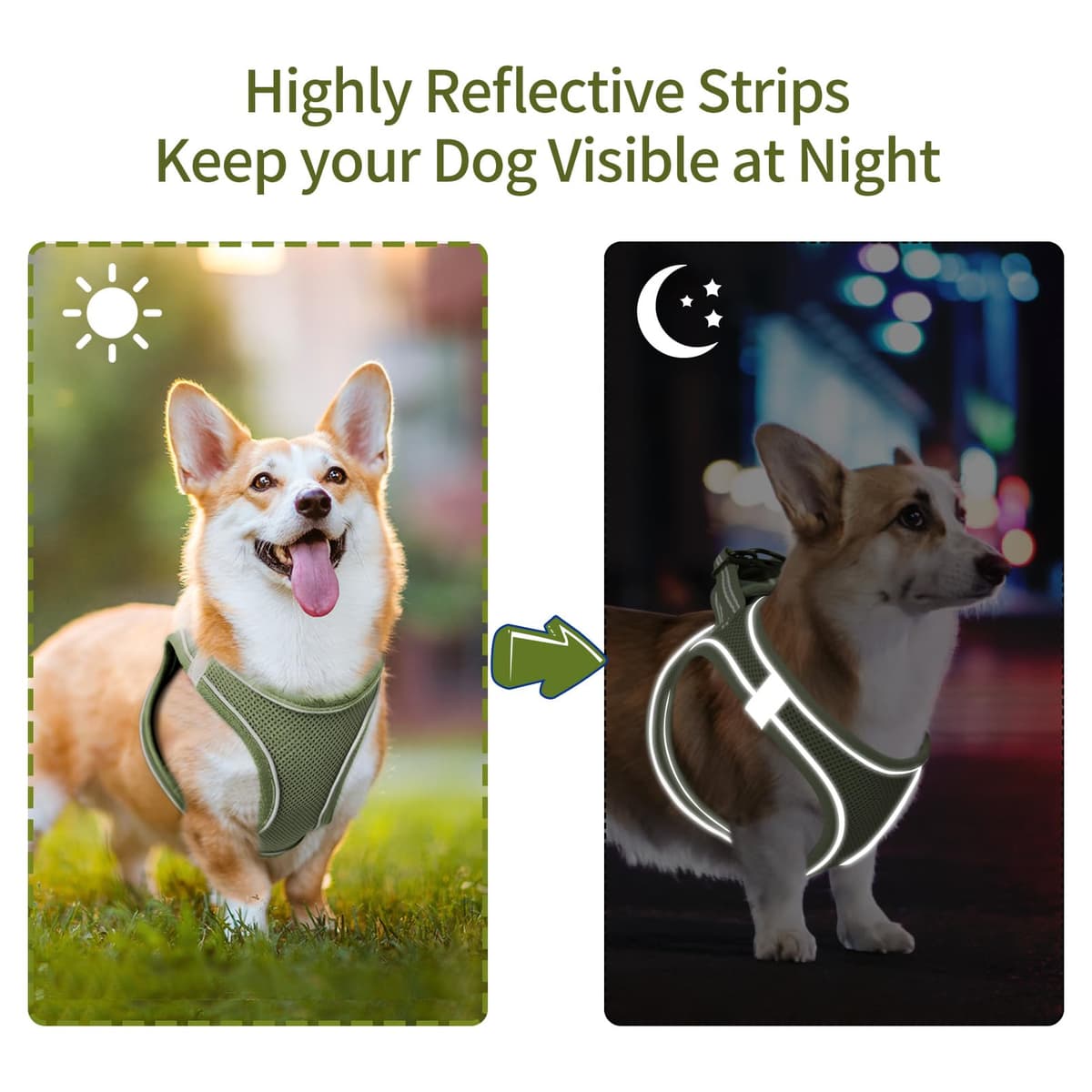 HEELE Arnés Chaleco Perro Pequeño Ajustable Suave Acolchado Cómodo para Viajar Pasear con Mascota Pequeña Cachorro Chihuahua, Verde Ejército, XS — view 4