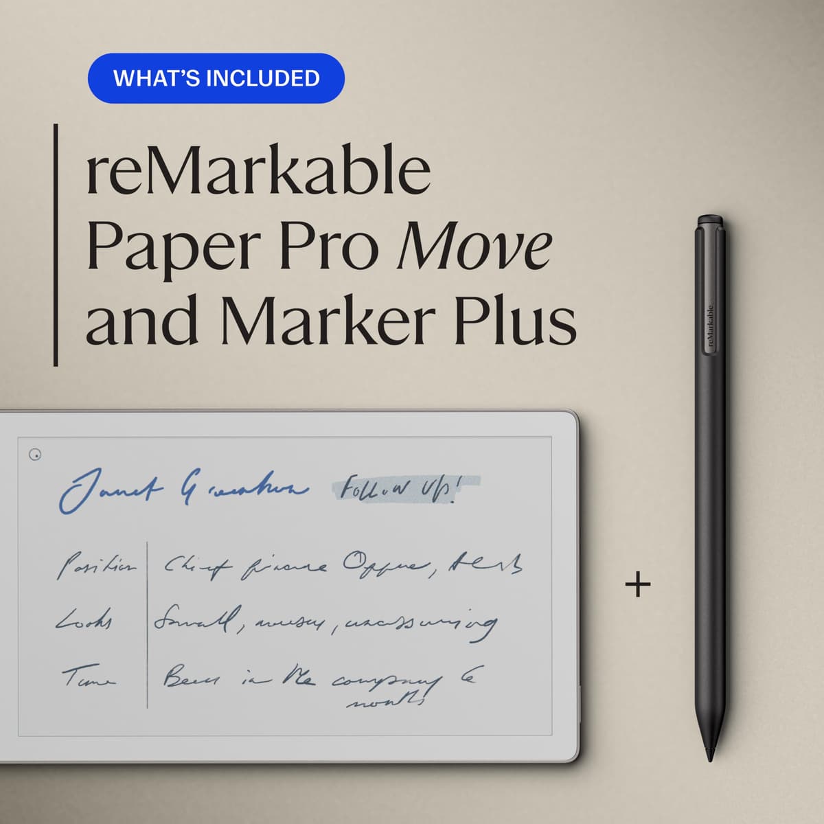 reMarkable Essentials Bundle Paper Pro Move | E-Ink Tablet - 7.3" Colour Display + Marker Plus Pen with Integrated Eraser — view 2