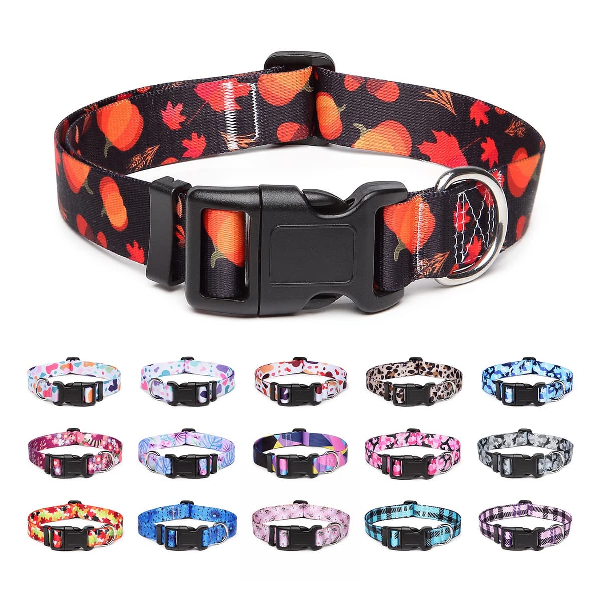 Adjustable Nylon Dog Collar with Patterns, Soft Comfy Pet Collar for Small Medium Large Dogs (S, Purple Plaid) — view 26