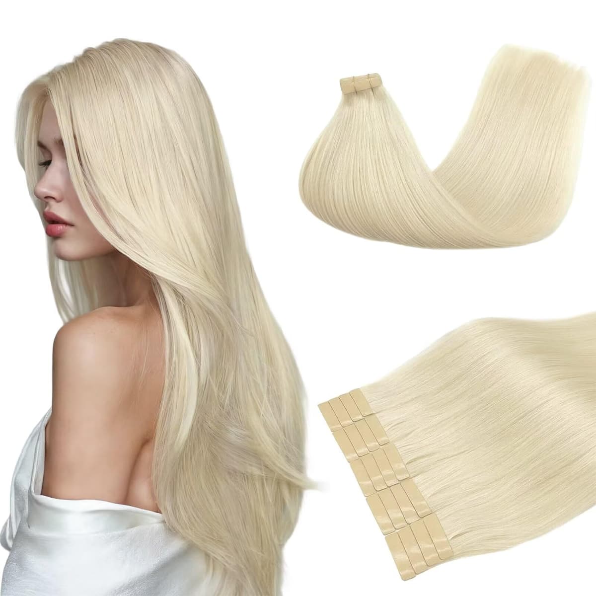 DOORES Tape in Hair Extensions Human Hair, Balayage Dark Brown to Chestnut Brown 50g 20pcs 18 Inch, Human Hair Extensions Natural Remy Straight Skin Weft — view 17