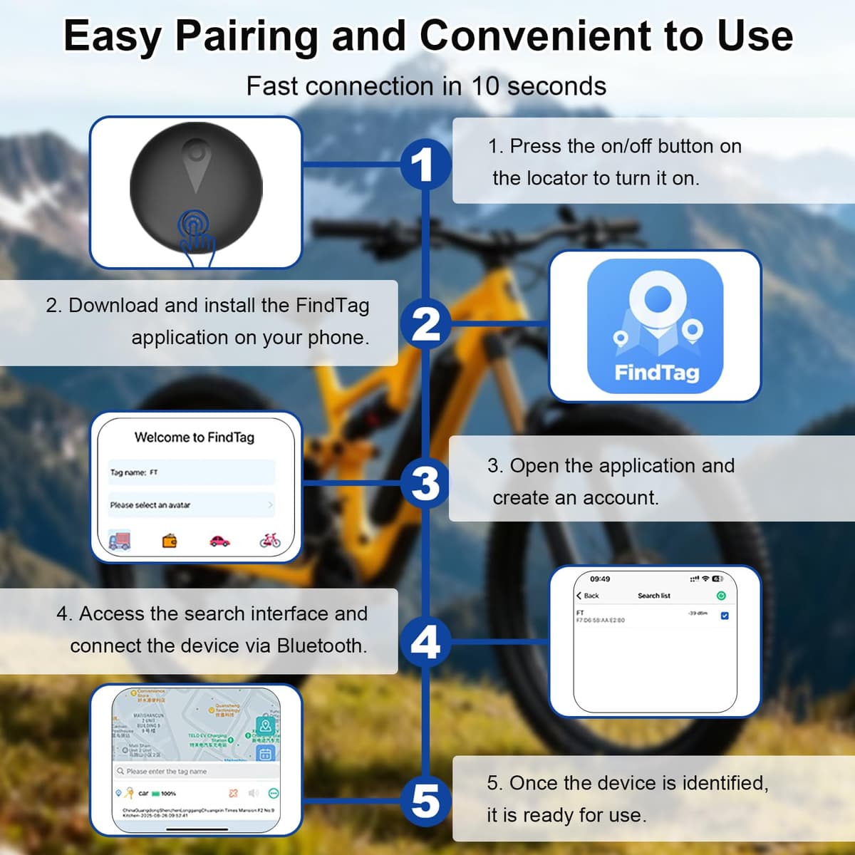 Car GPS Tracker,Magnetic Mini Vehicle Tracker (Compatible with iOS & Android),Real Time Vehicle Tracker,No Monthly Fee,IP68 Waterproof,Car Tracking Device for Car, Truck,Kids,bike,Global Coverage — view 5