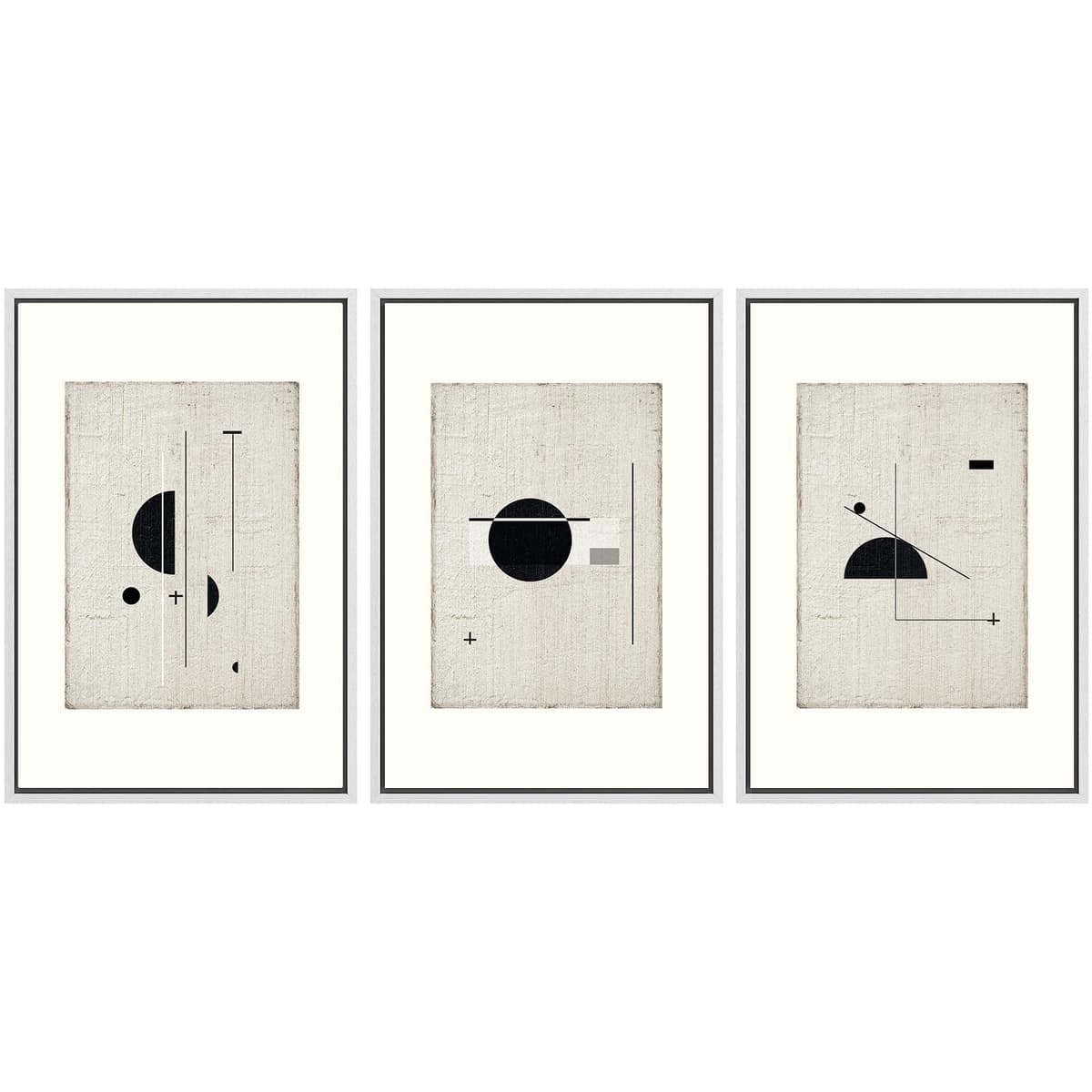 SIGNWIN Framed Canvas Print Wall Art Set Blue White Grunge Geometric Pattern Abstract Shapes Cozy Neutral Decorative Contemporary Minimal for Living Room, Bedroom, Office - 24"x36"x3 Natural — view 46