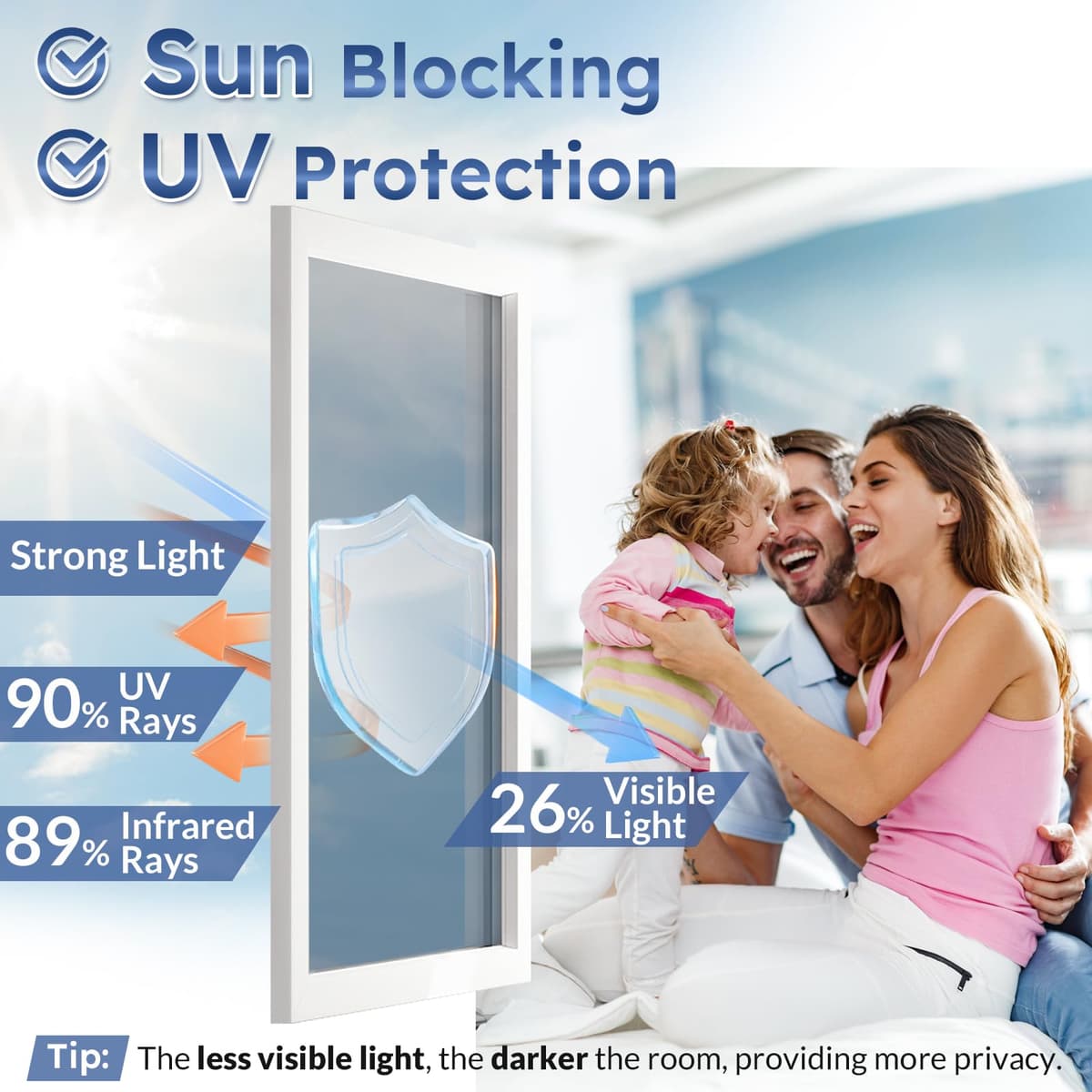rabbitgoo Vinilos Espejo para Ventanas 44.5x200cm, Vinilo Espejo Unidireccional, Lámina Protector Solar Privacidad, Vinilo Ventana Deorativos Adhesiva Anti 85% Calor y 90% UV para Hogar Oficina — view 3