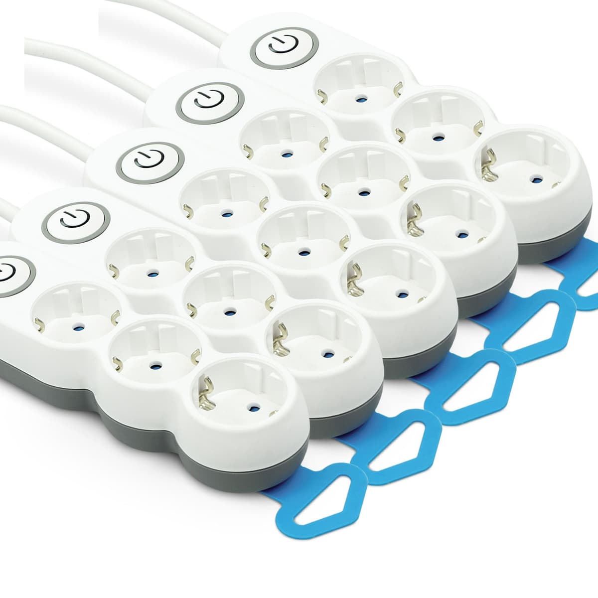 Garza Power - Regleta de 4 enchufes, con Interruptor, Enchufe Plano, Ladrón múltiple 1.4 Metros, Protección Infantil, Color Blanco, Gama Design — view 6