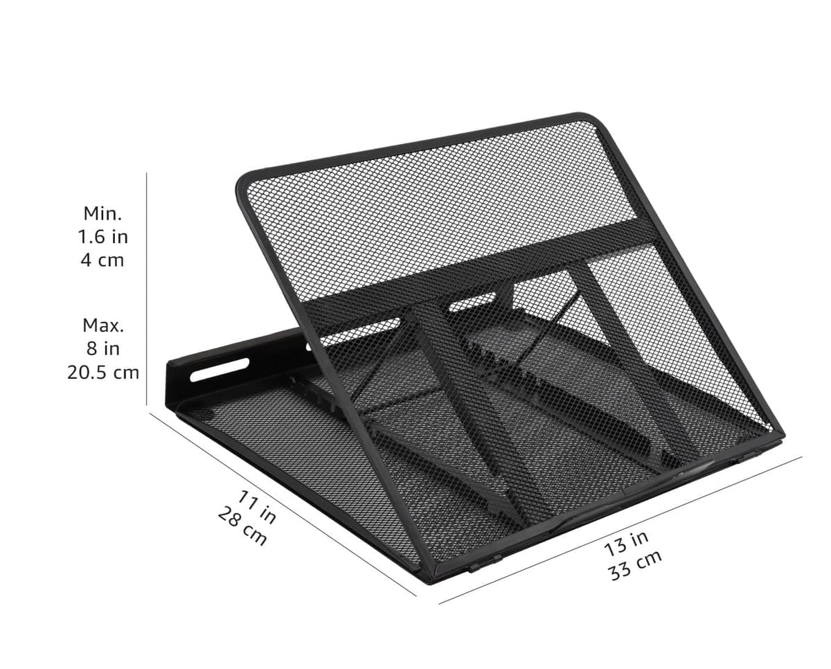 Amazon Basics Soporte de portátil ergonómico, ajustable y con ventilación, apto para portátiles de hasta 17,3 pulgadas, Negro, 33 x 28,7 x 18,5 cm — view 6