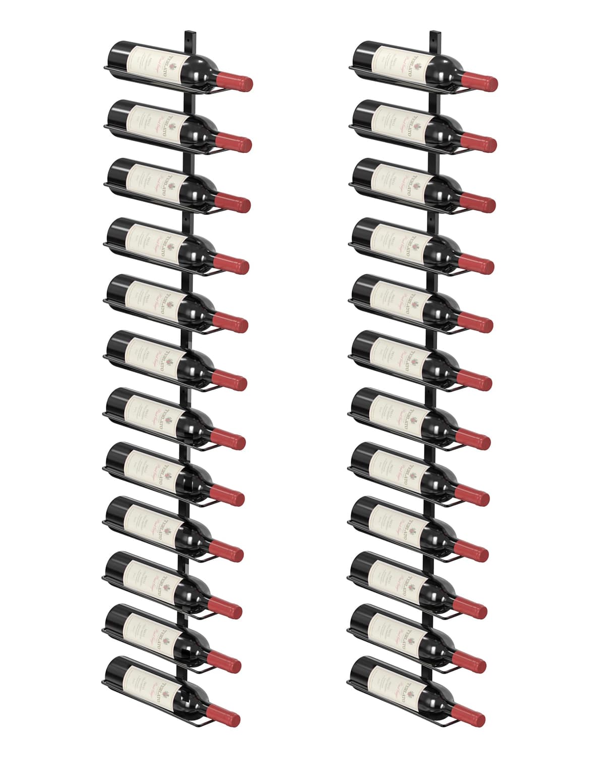 TJ.MOREE 24 Botellas de Vino de Pared – Estante de Vino de Metal para Pared para Vino Botellas de Vino, Licores, Champán, Resistente para Almacenamiento de Vino para Bar