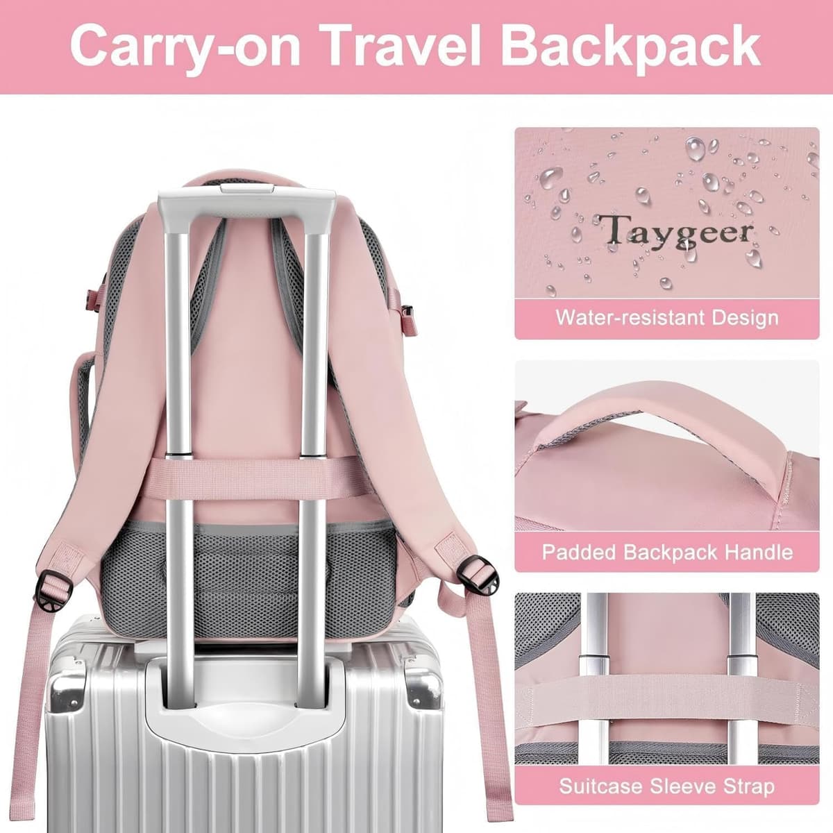 Taygeer for New Ryanair Cabin Bags 40x30x20 Underseat, Travel Backpack Cabin Size, Rucksack for Plane Hand Luggage Backpack f — view 5