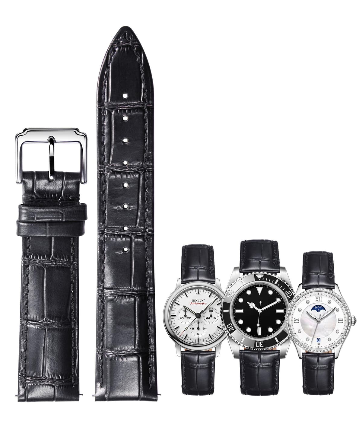 BINLUN Correa Reloj de Piel de Liberación Rápida Correas de Relojes de Cuero de Repuesto para Hombres y Mujeres con 12 Colores (10mm 12mm 14mm 15mm 16mm 17mm 18mm 19mm 20mm 21mm 22mm 23mm)