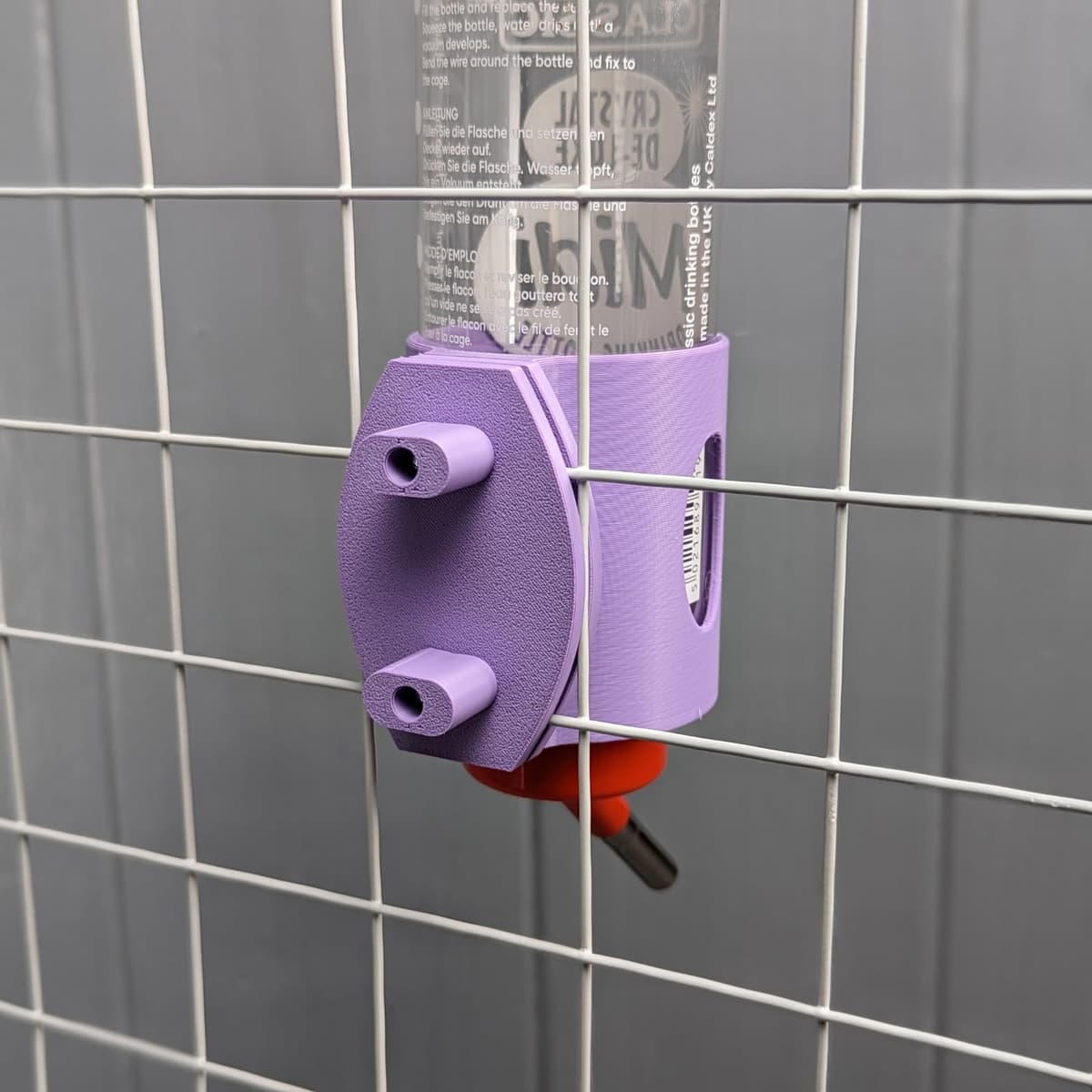 Guinea Pig & Rabbit Water Bottle Holder For Wall and Cage Mounting (Large, Pastel Purple) — view 2