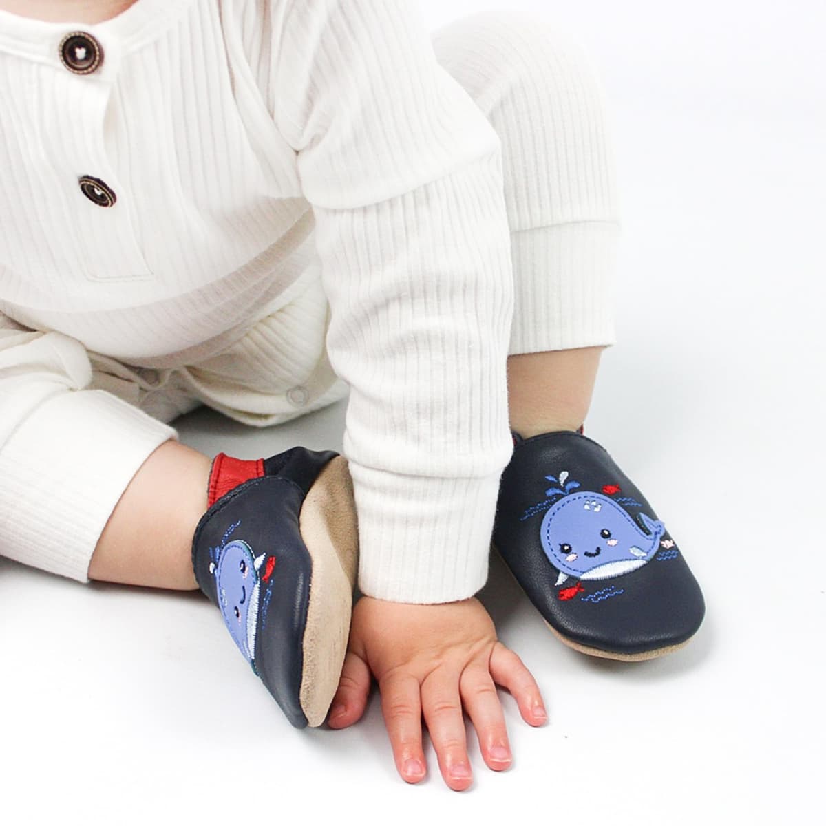 Dotty Fish Unisex Soft Leather Shoes, Unisex Baby First Walker Shoe — view 2