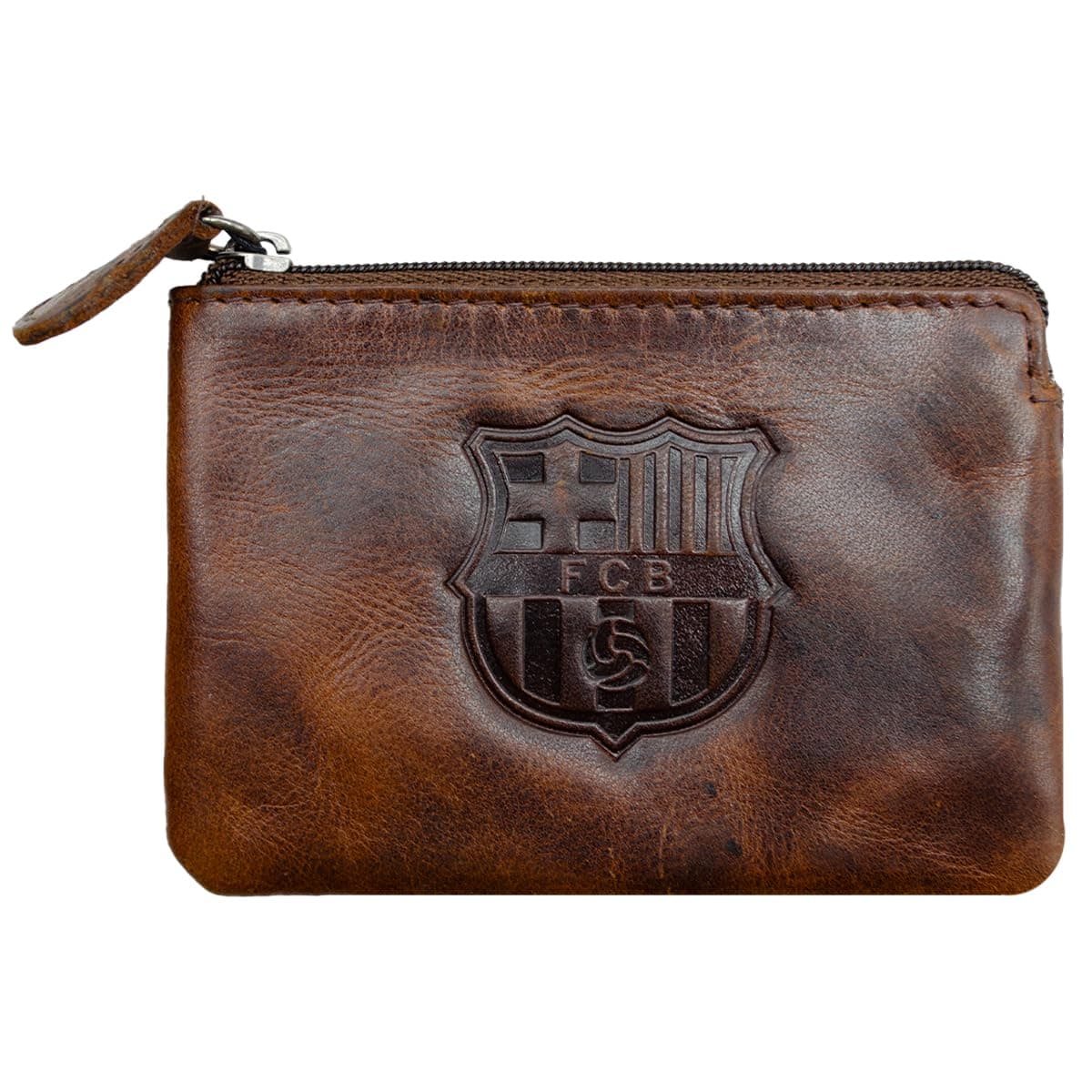 Monedero Piel FC Barcelona con Escudo Grabado | Mini Cartera Compacta con Cremallera | Accesorio Oficial Licenciado para Aficionados (Negro) — view 4