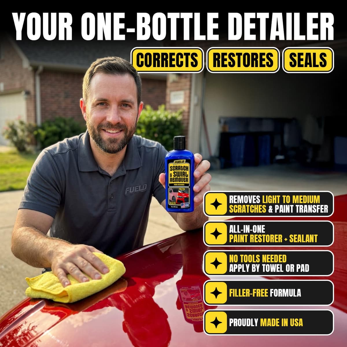 Fueld Scratch Remover – Car Scratch Repair & Swirl Remover for Vehicles – Deep Scratch Repair Compound & Polishing Solution – Car Paint Repair Kit for Clear Coat & Paint Restoration – 8 oz — view 2