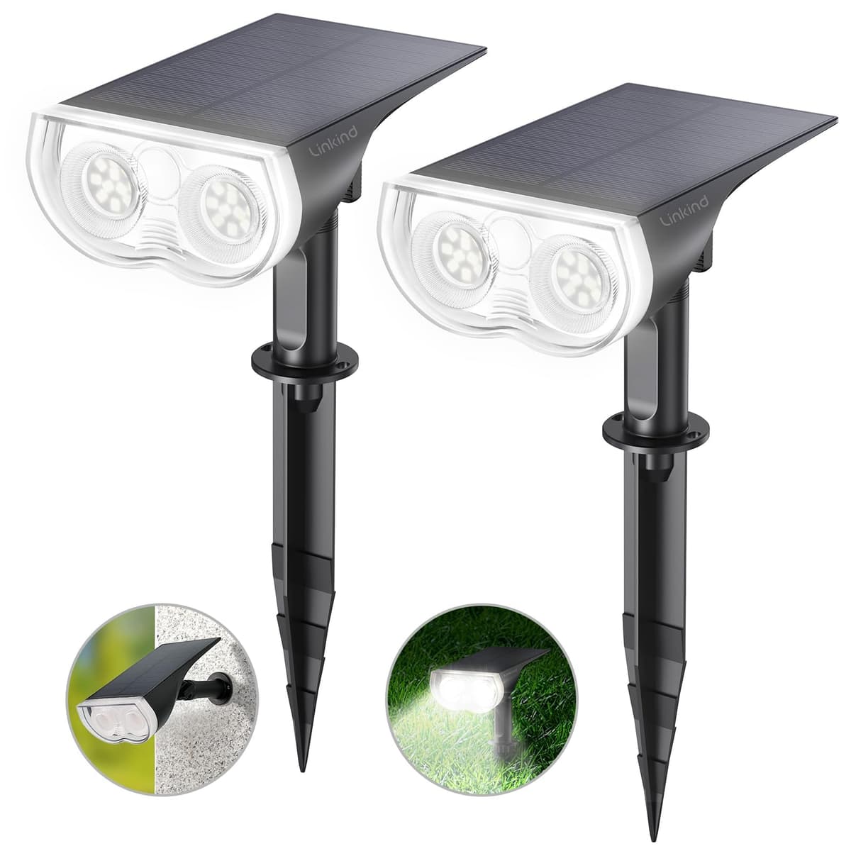 Linkind 60 LED Luces Solares Exterior Jardin,3000K Blanco Cálido Focos Solares con el modo de invierno, 800LM,Impermeable IP67 Lámparas Solares para Jardín, Patio, Calzada, Piscina,3 Piezas — view 18