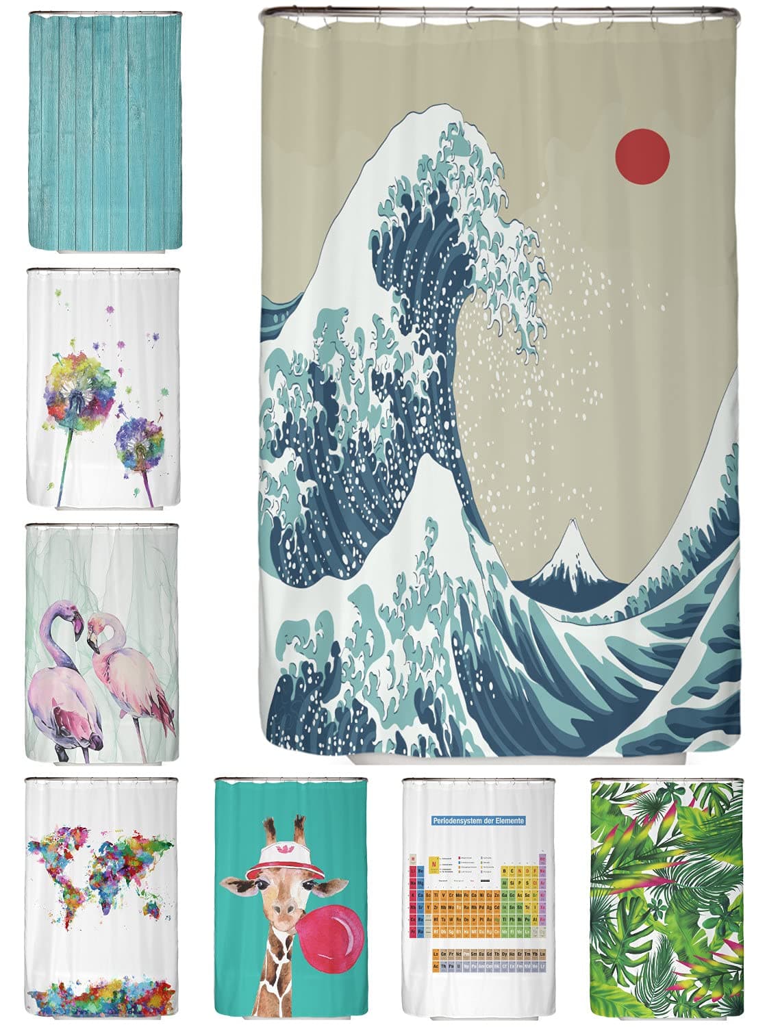 arteneur® - Cortina de Ducha 180x200 - Cortina de Baño Antimoho de Tela, Impermeable, Lavable y Opaco con Dobladillo Ponderado y Anillas (Tabla Periódica Española) — view 154