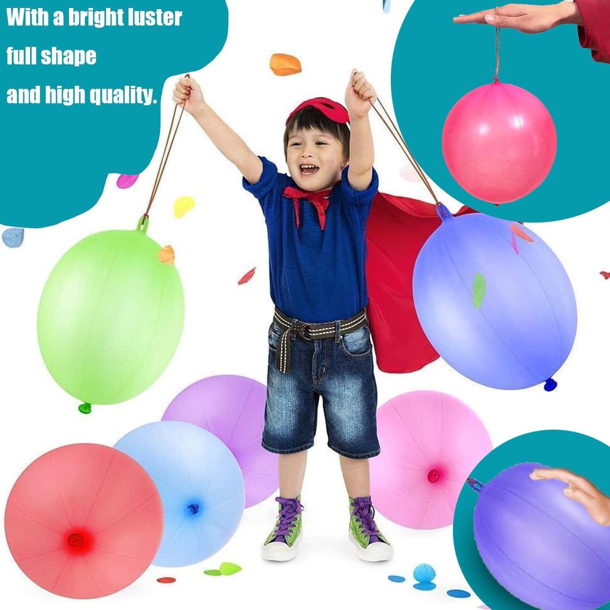 50PCS Punch Balloons for Party Bags - Giant Balloons for Kids, Punch Balloons Indoor/Outdoor Games, 7 Colours (Orange/Blue/Pink/Green/Red/Purple/Yellow), High Quality & Reusable — view 3