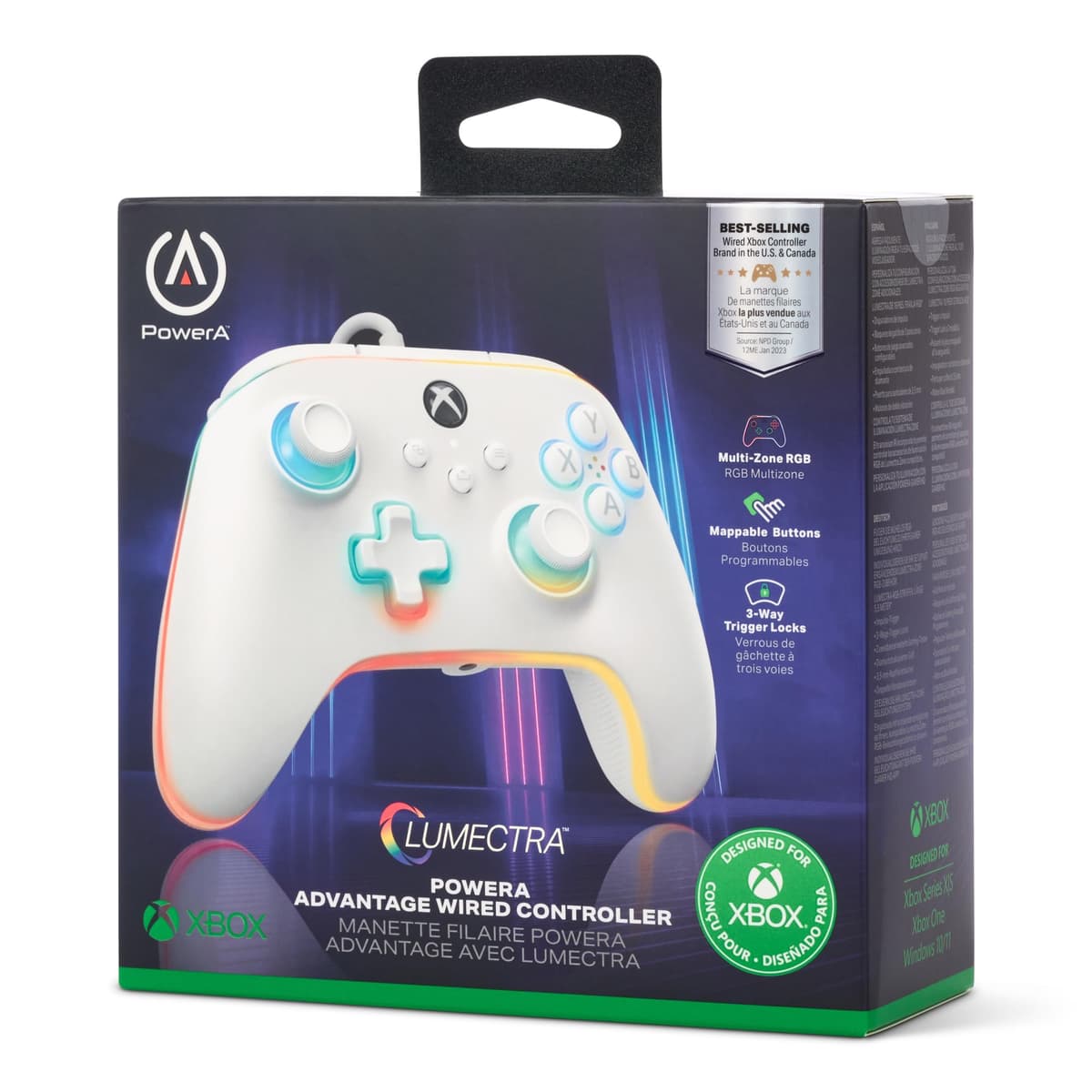 Power A Mando con cable Advantage para Xbox Series X|S con Lumectra - Blanco, mando, mando para videojuegos con cable, mando para juegos, Xbox One, con licencia oficial — view 2