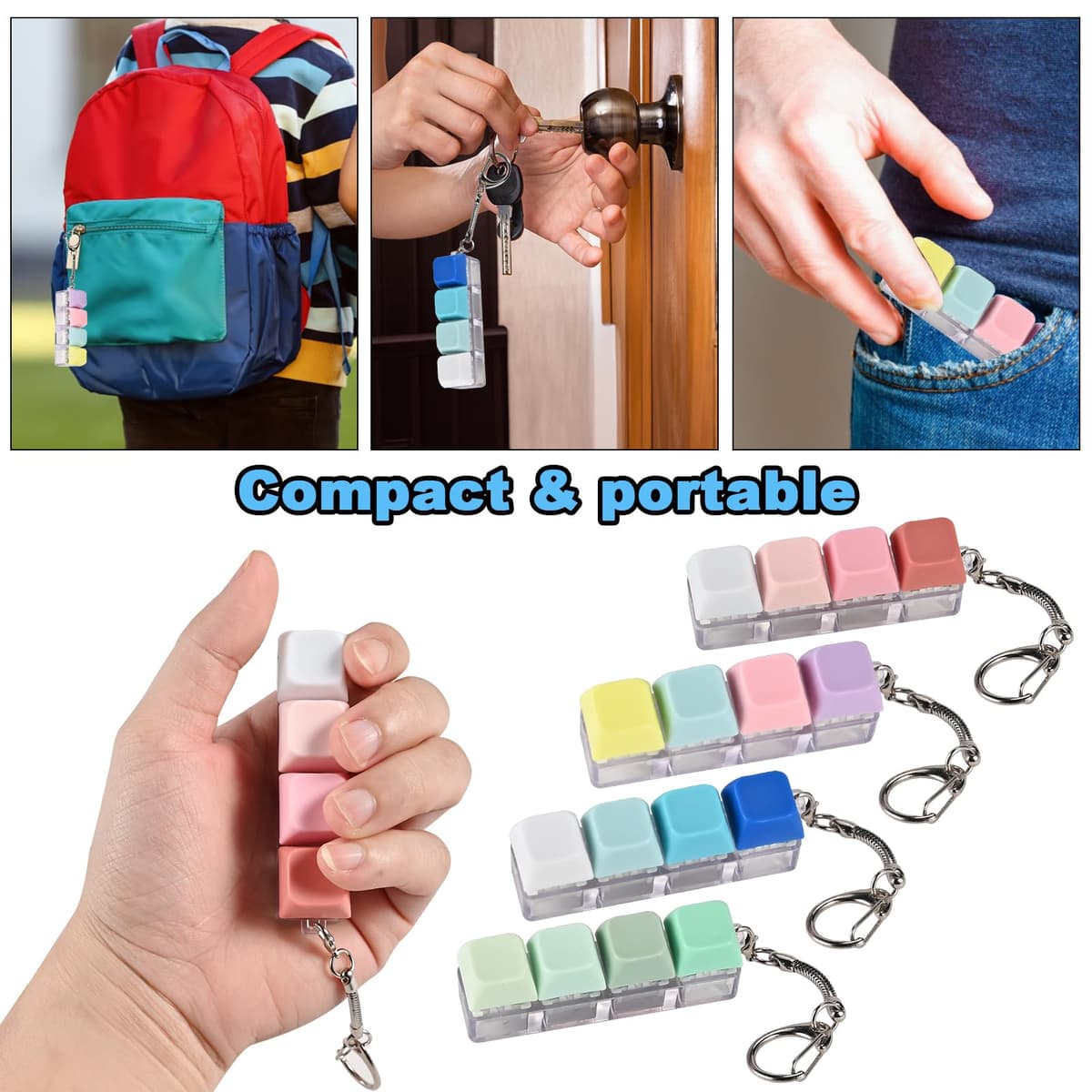 GOLDGE 4 Piezas Teclado Antiestres, Teclado Clicker Fidget Toy, Juguetes Antiestres Adultos, Teclas Antiestrés para Aliviar el EstréS Pass Tiempo, Regalos Originales para Mujer/Hombre (Desmontable) — view 5