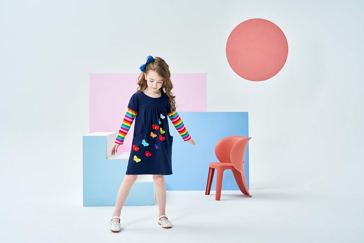 VIKITA Vestido para Niñas Manga Larga Algodón Princesa Casuales Bebe Niñas 2-8 años — view 5
