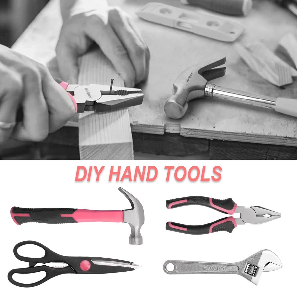54pc Tool Set General Household Toolkit with Toolbox Storage Case, Pink Home & Office DIY Tool Kit Set, Essential Hand Tools Included for Basic Repairs, Maintenance & Home Improvement Projects — view 5