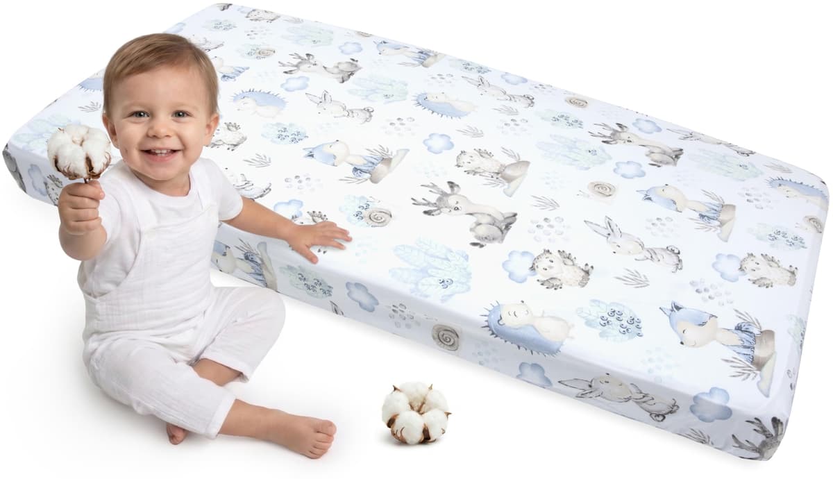 Medi Partners Sabana Bajera Cuna 60x120 Set de 3-100% Algodon Sabanas de Algodón Bebe Ropa de Cama para Bebés Dormir Cuna Fitted Bed Sheet Protector (Safari-Blanco-Gris) — view 33