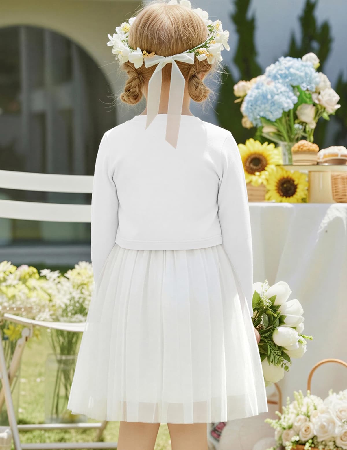 Arshiner Cárdigan para Niña Festivo Bolero de Algodón Chaqueta de Comunión con Botón de Diamante 5-13 años — view 5
