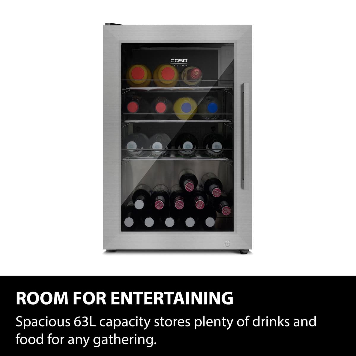 Caso Design Indoor & Outdoor Drinks Cooler Refridgerator, Stainless Steel, Left-Hand Door — view 4