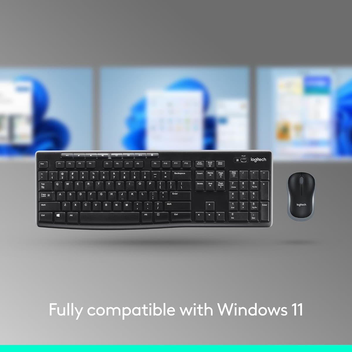 Logitech MK270 Wireless Keyboard and Mouse Combo for Windows, 2.4 GHz Wireless, Compact Mouse, 8 Multimedia and Shortcut Keys, 2-Year Battery Life, for PC, Laptop, QWERTY UK English Layout - Black — view 3