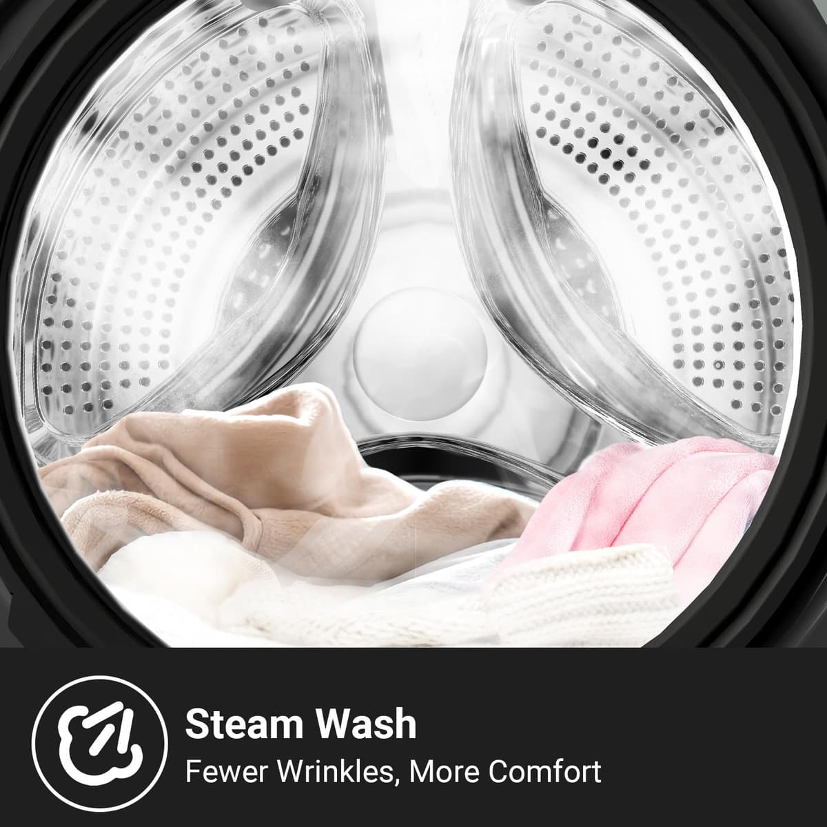 CHiQ CFL90-14586IM3XAU, Front Load Washing Machine 9kg, Space Pro, Counter Depth, Large Drum, Quiet Inverter Motor, 1400rmp, AI Smart Program, Steam Function, Energy Efficient, Grey [Energy Class A] — view 5