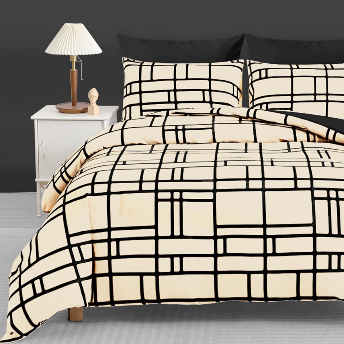 Pamposh 3 Pcs Single Duvet Cover Set with Matching Black Single Fitted Sheet 40 cm Extra Deep Pocket - UltraSoft Breathable Premium Microfibre Reversible Quilt Cover Bedding Set For All Seasons — view 77