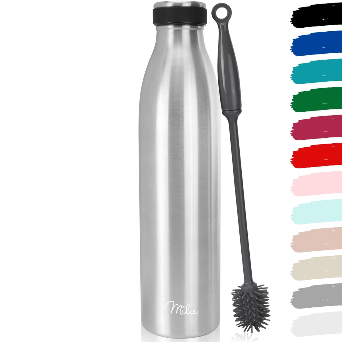 Milu Stainless Steel Drinking Bottle 1500 ml - Insulated Thermo Flask for Water - Leak Proof, Insulated and Double Walled, Carbonated (Granite Navy Blue, 1,5L) — view 44