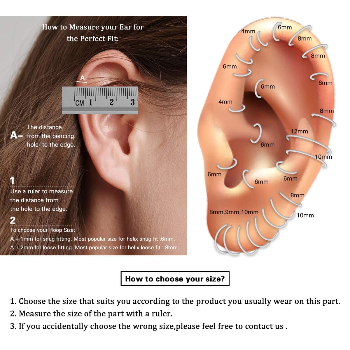 hengkaixuan Triple Double Nose Hoop Ring Sleeper Hoop Earring Helix Rook Conch Cartilage Daith Tragus Earrings Septum Ring Lobe Nose Piercing Jewellery for Women — view 5