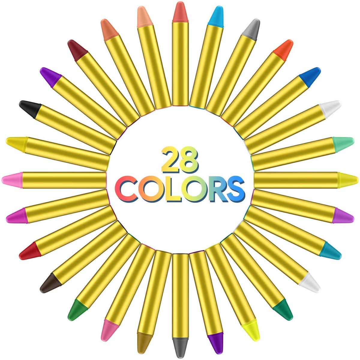 URAQT Pinturas, 28 Colores Crayones Niños de Seguridad No Tóxica, Maquillaje halloween para facial y corporal, Kit Maquillaje Festival Fiesta Cosplay Navidad — view 2