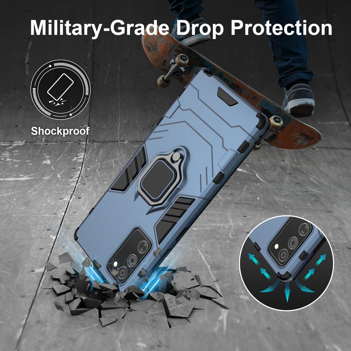 Funda para CMF Phone 2 Pro, Carcasa Antigolpes con Soporte anular metálico, Case Protectora de Grado Militar, Negro — view 136