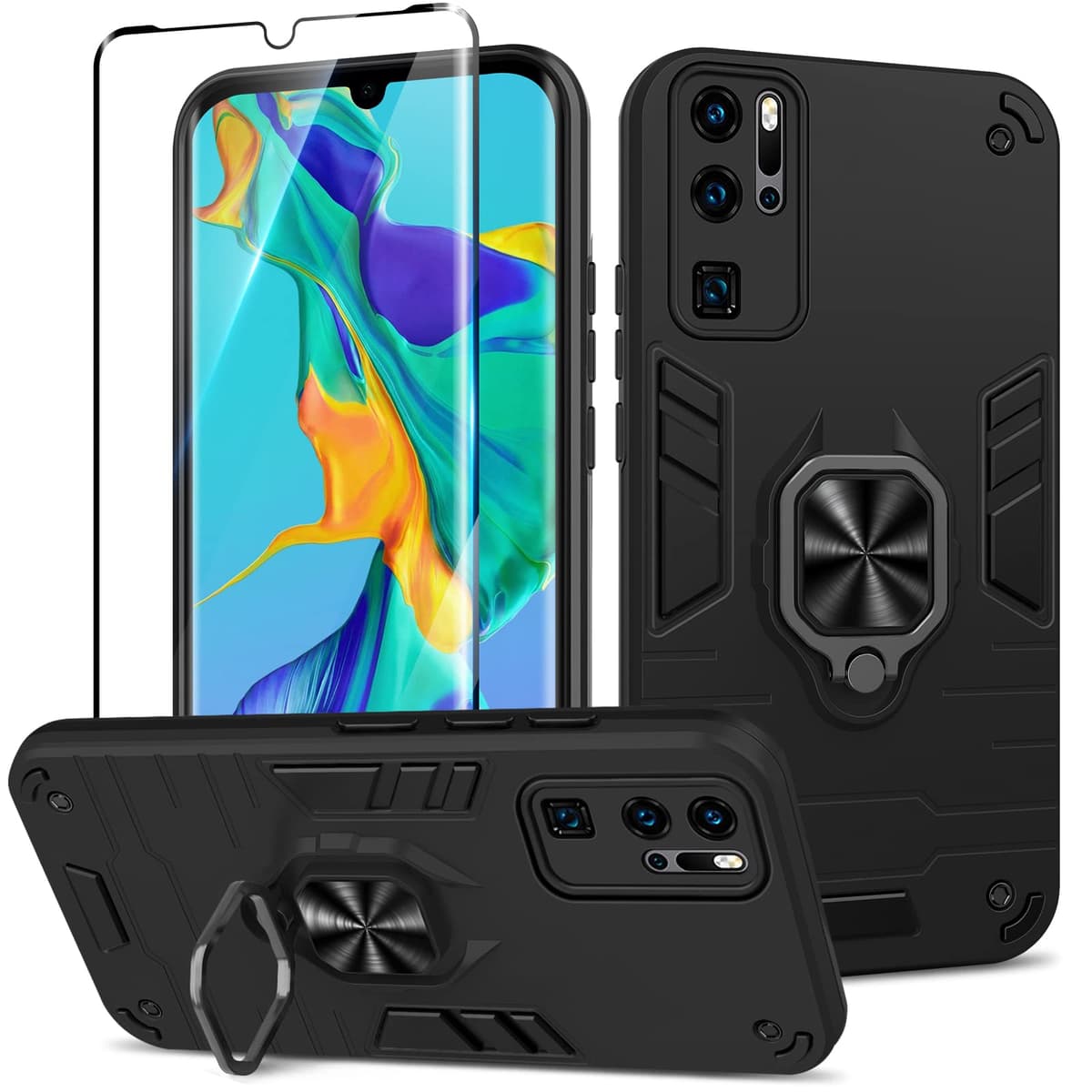 Btstring Funda para Honor Magic 6 Pro, Carcasa Antigolpes con Soporte anular metálico, Case Protectora de Grado Militar, Negro — view 136