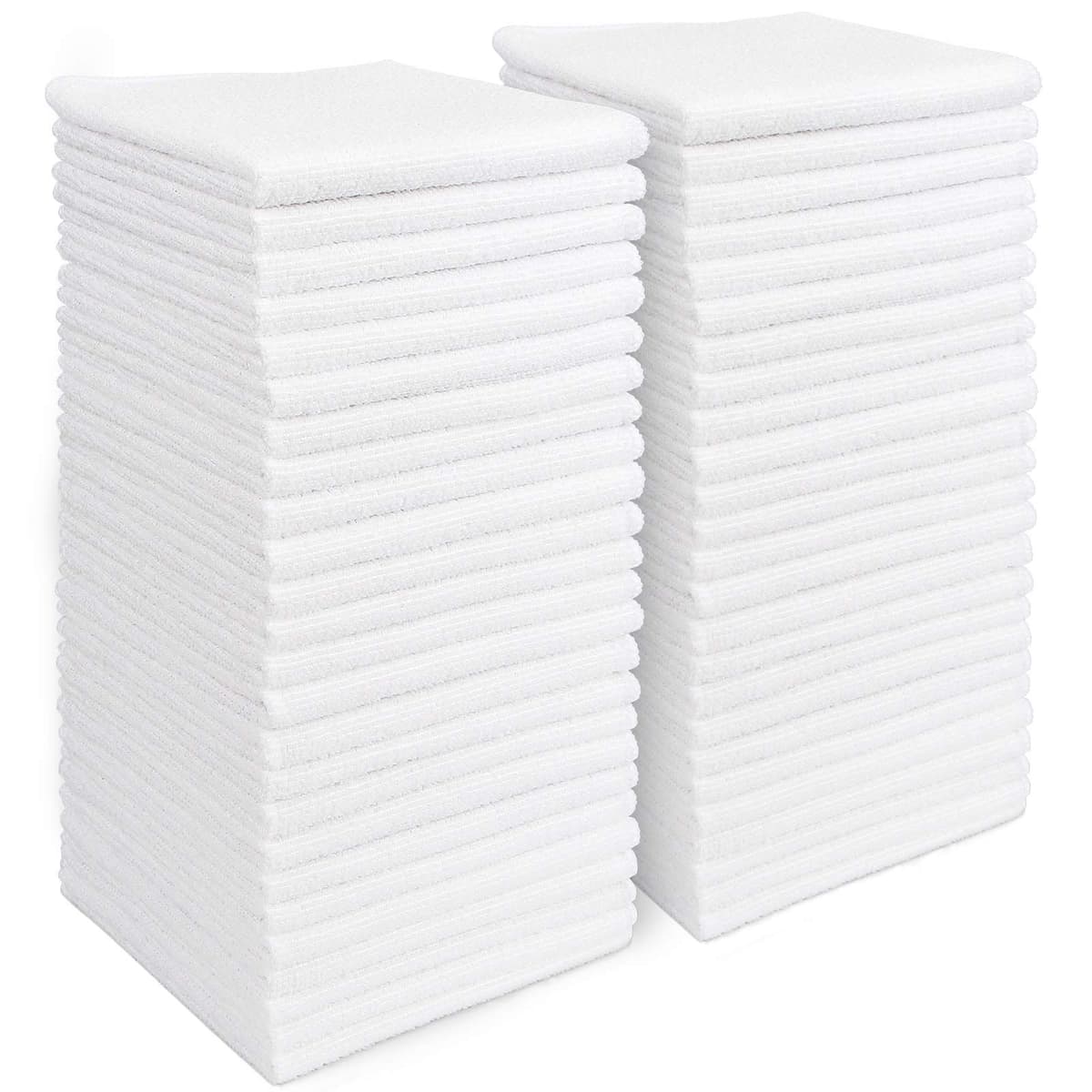 AIDEA Bayetas de Limpieza de Microfibra 50 Unidades, Toallas de Limpieza Reutilizables, Paños de Limpieza Lavable sin Rayas sin Pelusa para Casa, Cocina, Coche 29x29cm Blanco