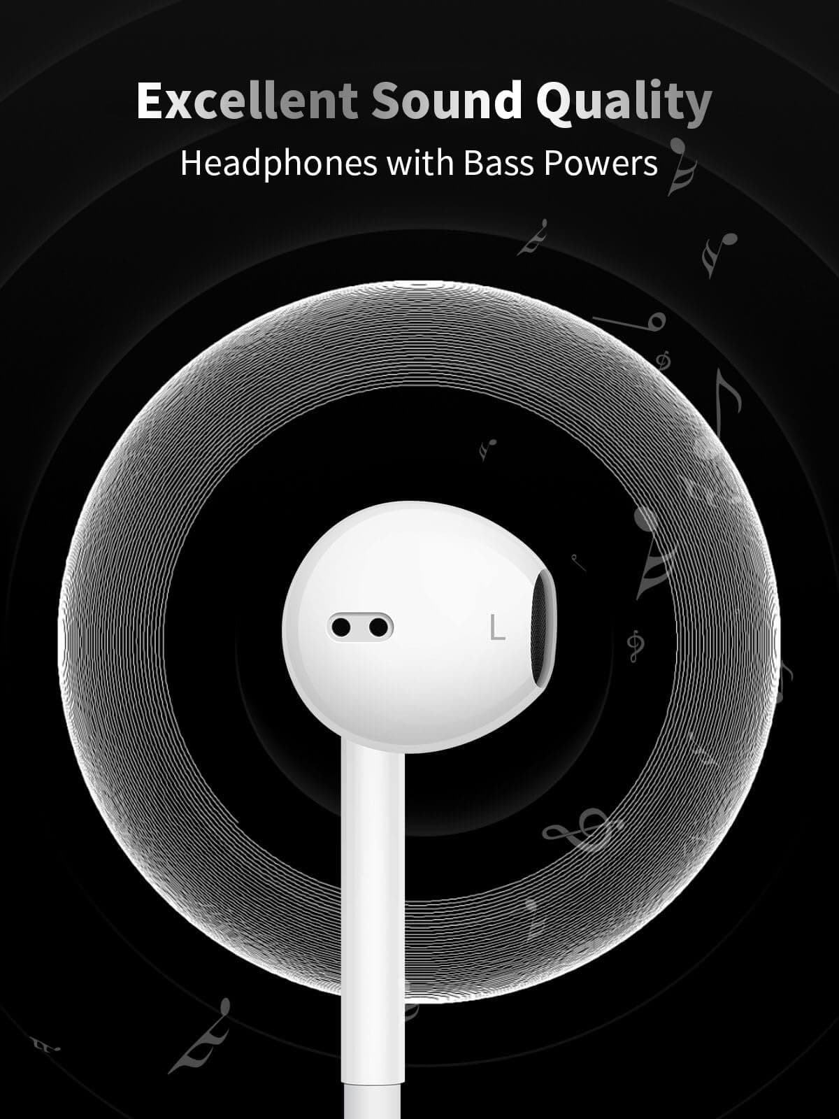 ANKA In Ear Headphones Wired Earphones Built-in Microphone and Volume Control Earbuds,Headphones Compatible with Phone 14/13/12/11/SE/XR/XS/8/7 White 1Pack — view 2