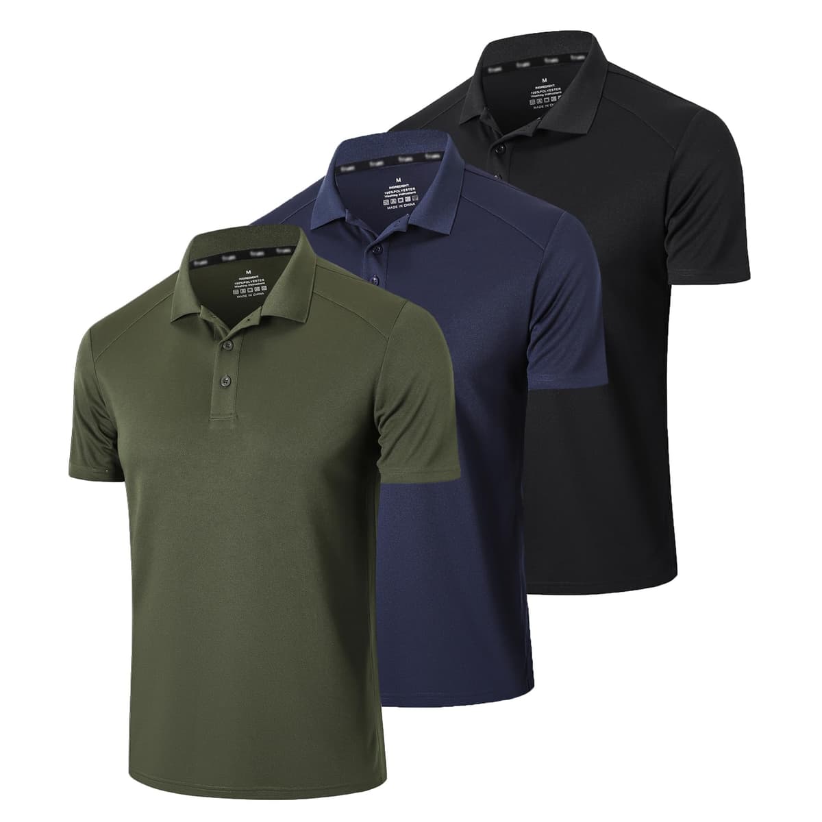 Gaiatiger Paquete de 3 Polos para Hombre, Absorbe la Humedad, Dry fit, atlético, de Manga Corta, para Golf