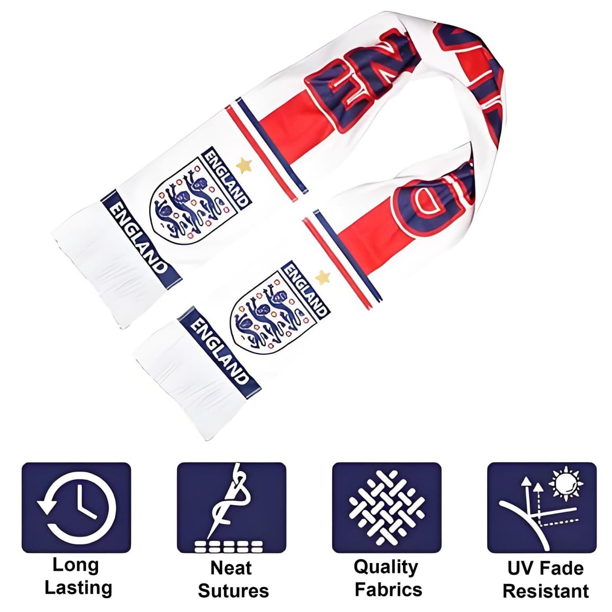 England Football Scarf, 2026 World Cup Football Scarf for Party Decoration, England Football Supporters Gear Scarf, Fans Scarf for Football Match(145 * 17CM) — view 2
