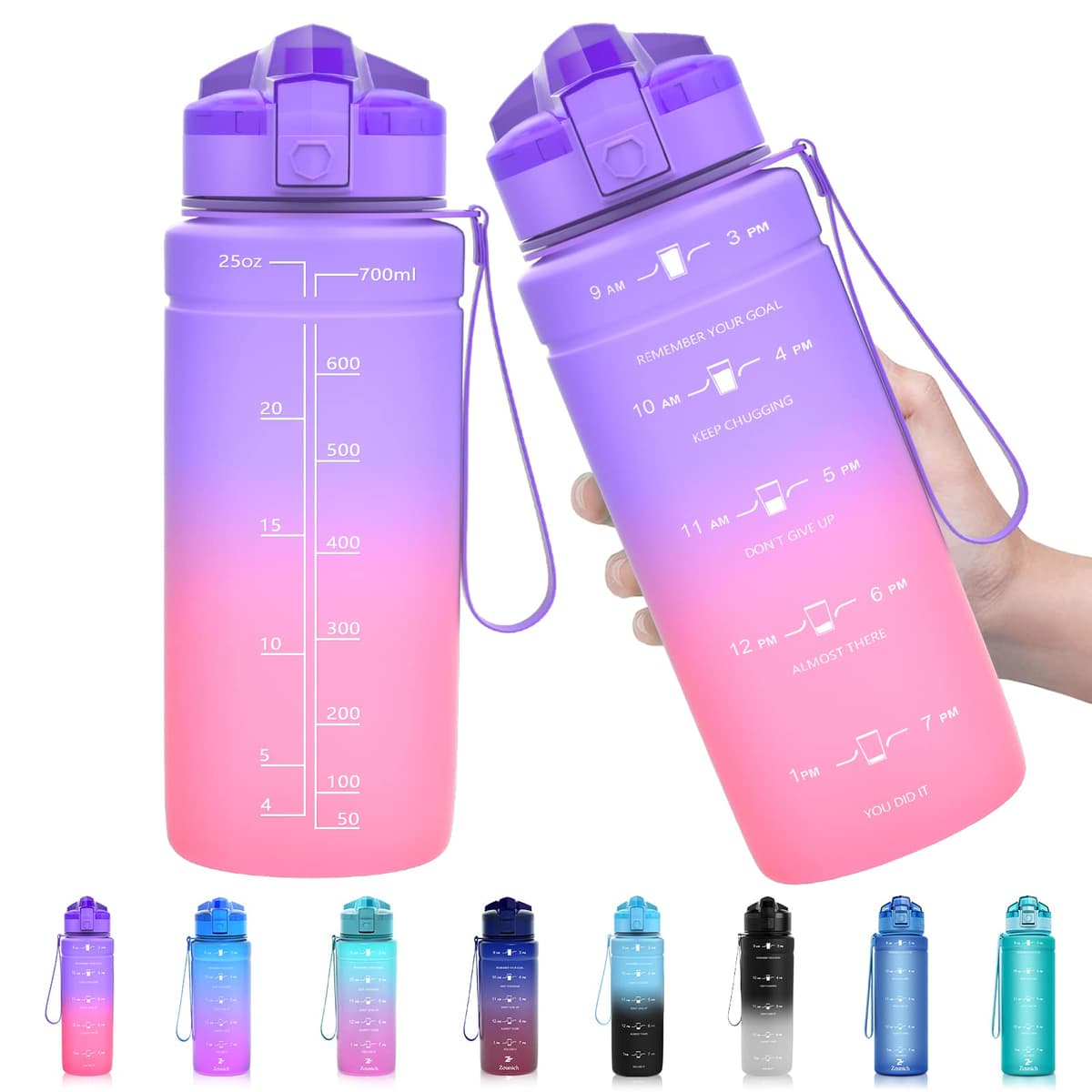ZOUNICH Botella Agua Deporte, Botella Agua Niños sin BPA Reutilizable Plástico Tritan - 500 ml / 700 ml / 1 l, Cantimploras para Te con Filtro, para Infantil, Gimnasio, Bicicleta — view 33