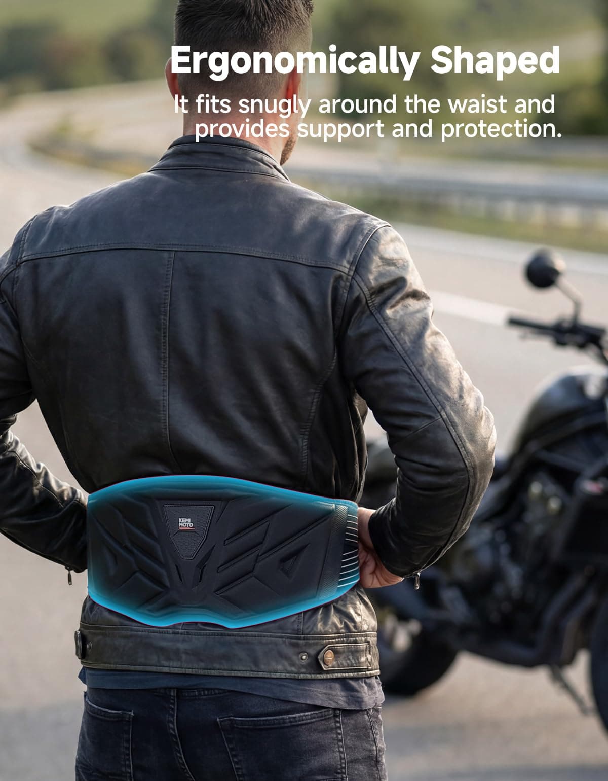 KEMIMOTO Cinturón Lumbar para Moto, con Carcasa Rígida de EVA en la Zona Lumbar, Transpirable y Cómodo, Protección y Soporte para Hombres y Mujeres, Uso Versátil — view 3