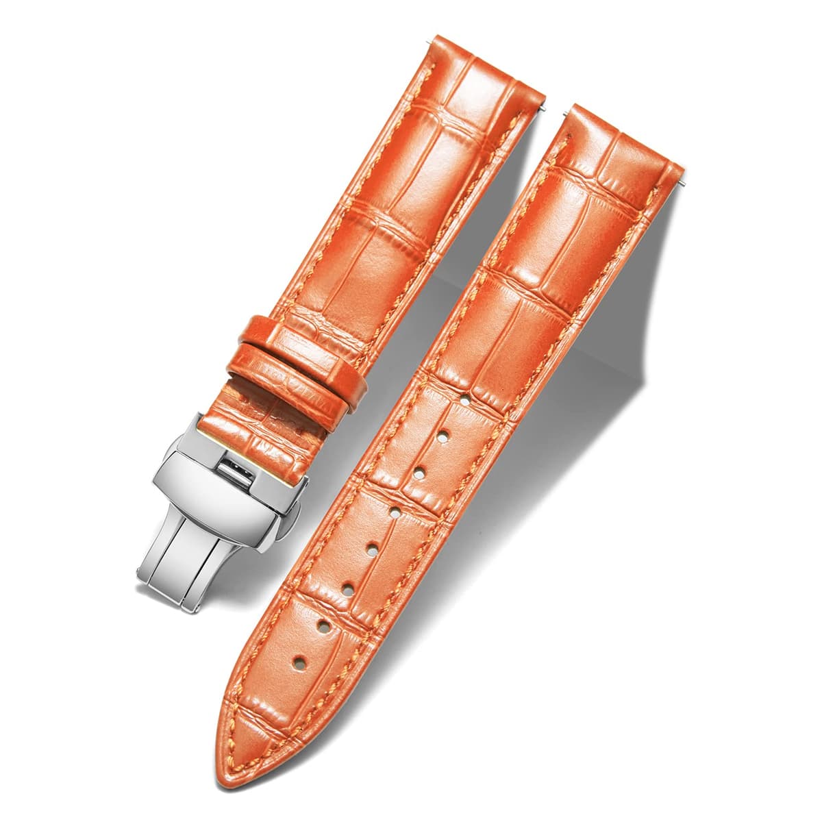BINLUN Correa de Reloj de Cuero Correa de Piel Repuesto para Hombres/Mujeres con Hebilla de Despliegue Mariposa Plata/Oro/Oro Rosa 12mm-24mm 10 Colores — view 28