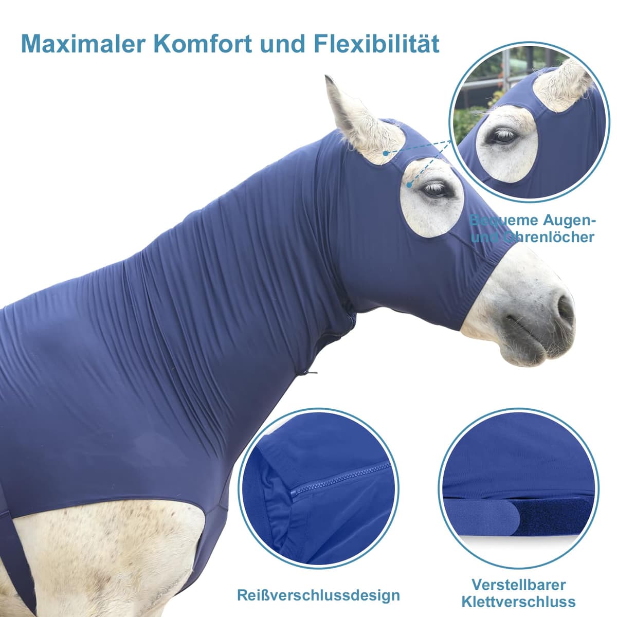 Capucha Elástica con Cremallera para Caballo, Ideal para Proteger el Cuello y la Cabeza con Comodidad — view 2